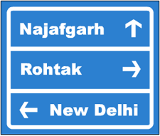 Advance direction sign (three destinations)