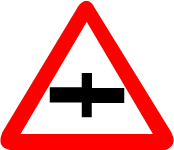 Major road ahead (cross)